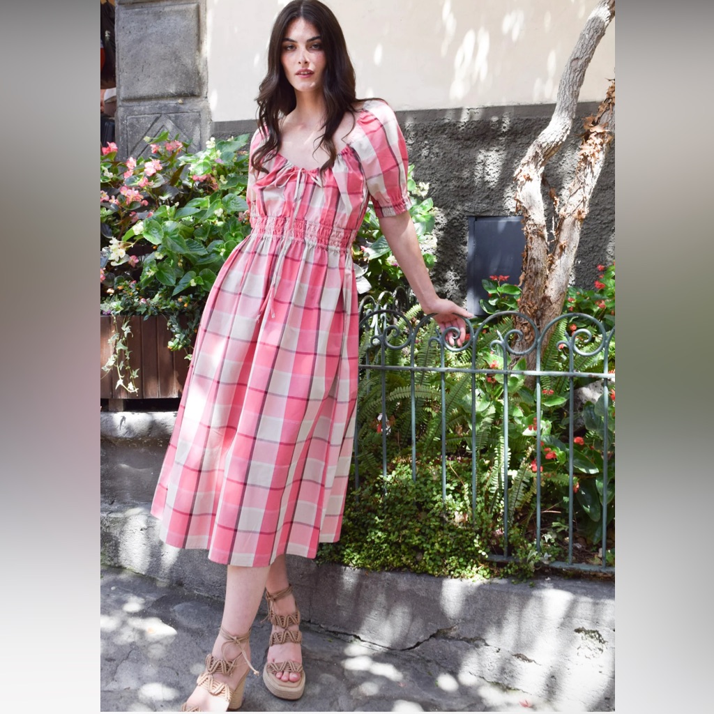 Scoop Neck Lisa Dress Pink Plaid - Never A Wallflower